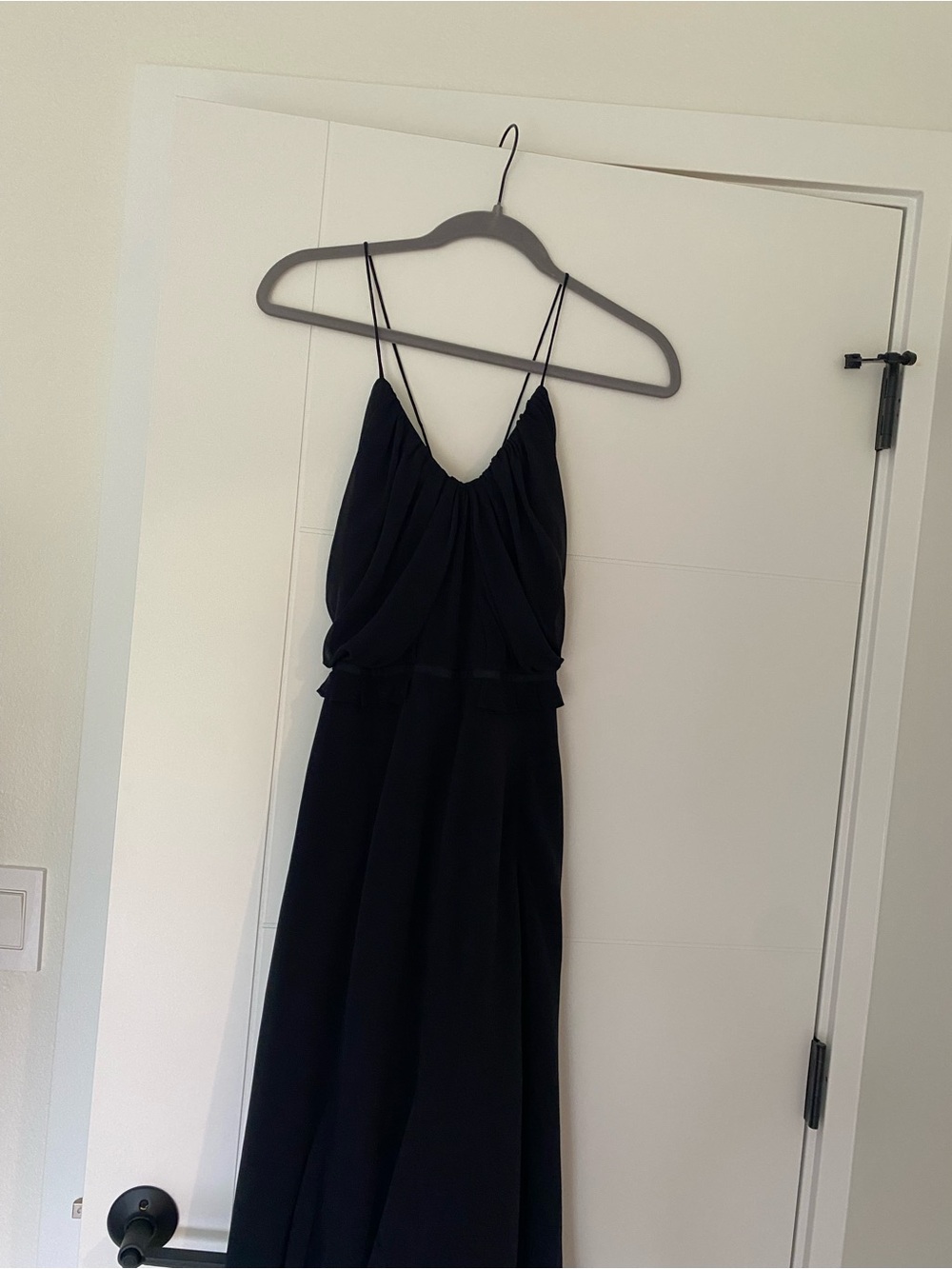 Club Monaco Black Midi Dress with Spaghetti Straps and open back